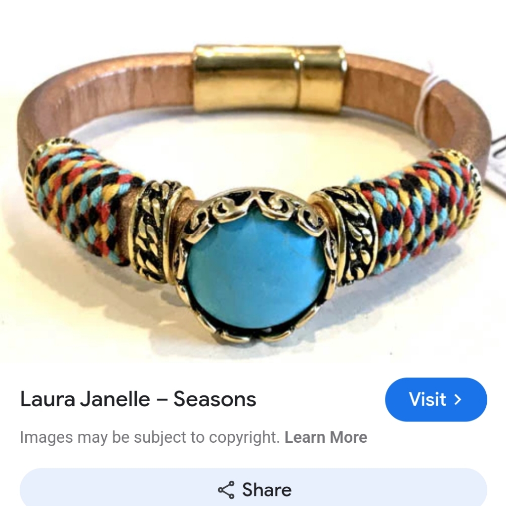 Laura Janelle Boho Magnetic Bracelet -Turquoise Stone With Braun Band